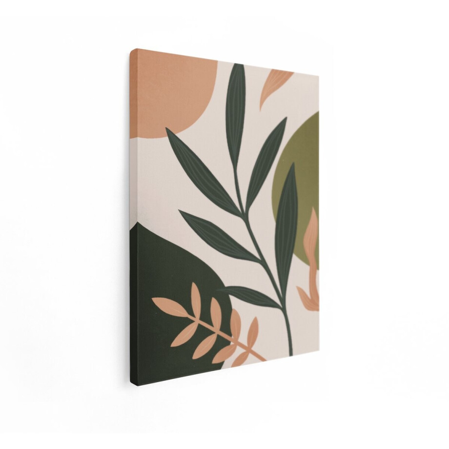 Artaza Canvas Schilderij Abstract - 60x80 cm - Wanddecoratie Boho - Muurdecoratie Botanisch - Decoratie Woonkamer - Aardetinten afbeelding 1