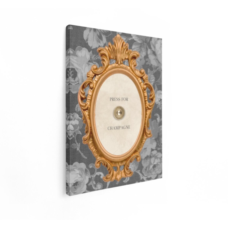 Artaza Canvas Schilderij Champagne Tekst - 30x40 cm - Gouden Wanddecoratie - Muurdecoratie Barok - Vintage Schilderijen Op Canvas afbeelding 1