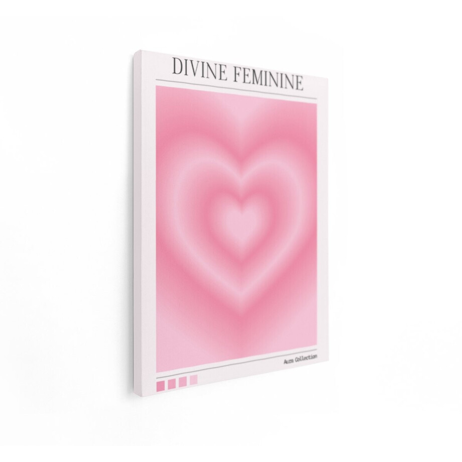 Artaza Canvas Schilderij Hart - 60x80 cm - Wanddecoratie Aura Poster - Muurdecoratie Roze - Divine Feminine Slaapkamer Decoratie afbeelding 1
