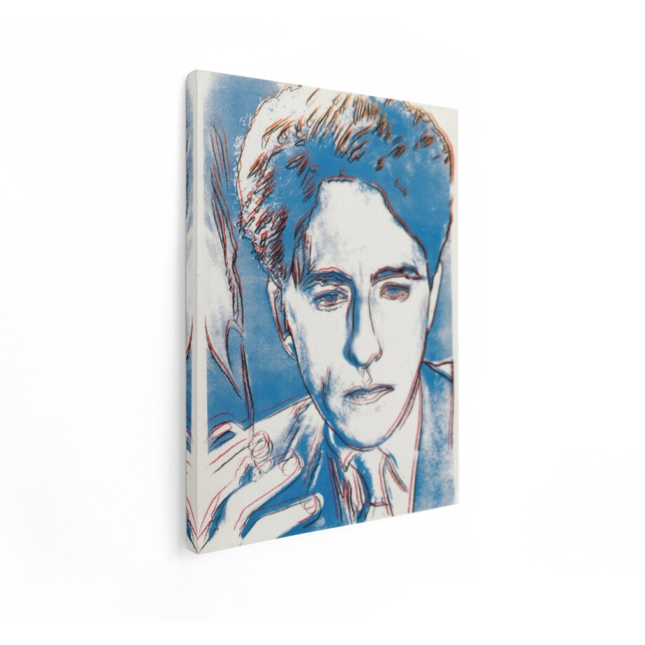 Artaza Canvas Schilderij Pop Art Portret Man - 90x120 cm - Wanddecoratie Modern - Muurdecoratie Sigaret - Schilderijen Op Canvas Blauw afbeelding 1