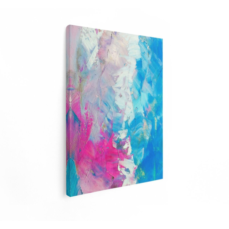 Artaza Canvas Schilderij Abstracte Schilderijen - 30x40 cm - Wanddecoratie Modern - Muurdecoratie Penseelstreken - Kamer Accessoires Kleurrijk - Roze afbeelding 1