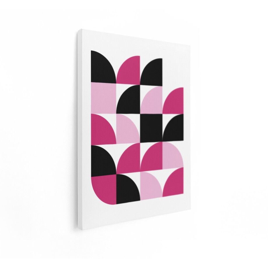 Artaza Canvas Schilderij Abstract - 60x80 cm - Wanddecoratie Geometrisch - Muurdecoratie Modern - Decoratie Roze Zwart afbeelding 1