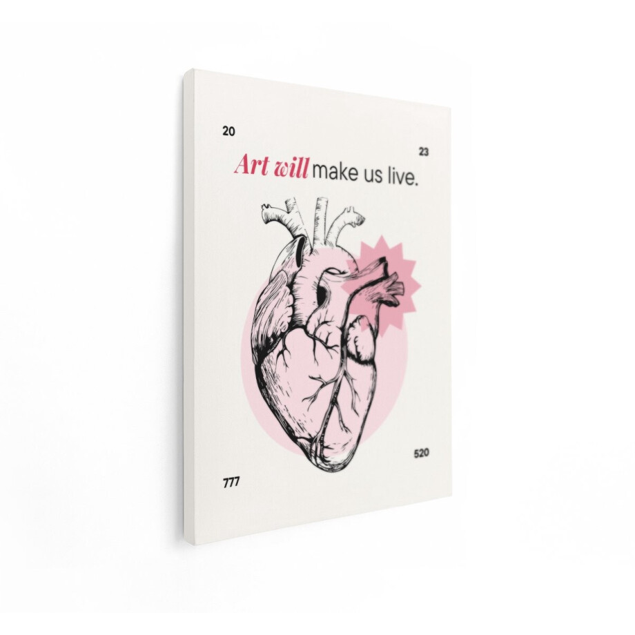 Artaza Canvas Schilderij Hart - 30x40 cm - Wanddecoratie Quote Art Will Make Us Live - Muurdecoratie Roze - Vintage Schilderijen Op Canvas Artaza Canvas Schilderij Hart - 30x40 cm - Wanddecoratie Quote Art Will Make Us Live - Muurdecoratie Roze - Vintage Schilderijen Op Canvas afbeelding 1