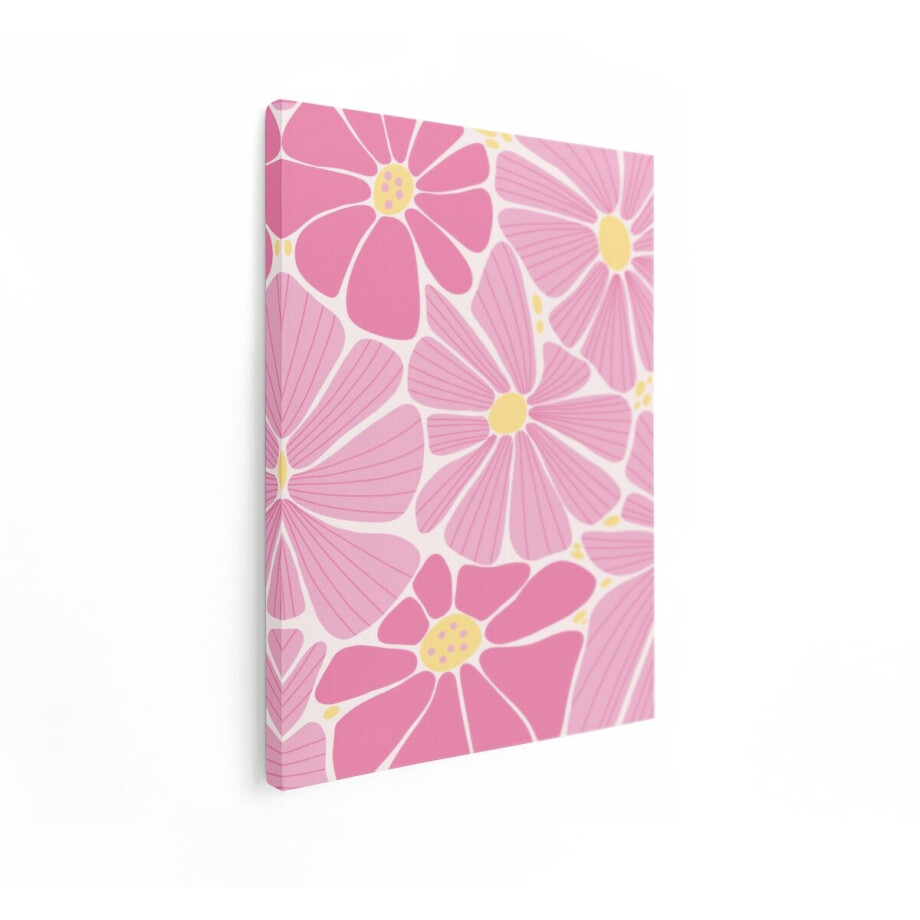 Artaza Canvas Schilderij Bloemen - 90x120 cm - Wanddecoratie Boho - Muurdecoratie Meisjeskamer - Decoratie Roze Bloemen Schilderij afbeelding 1