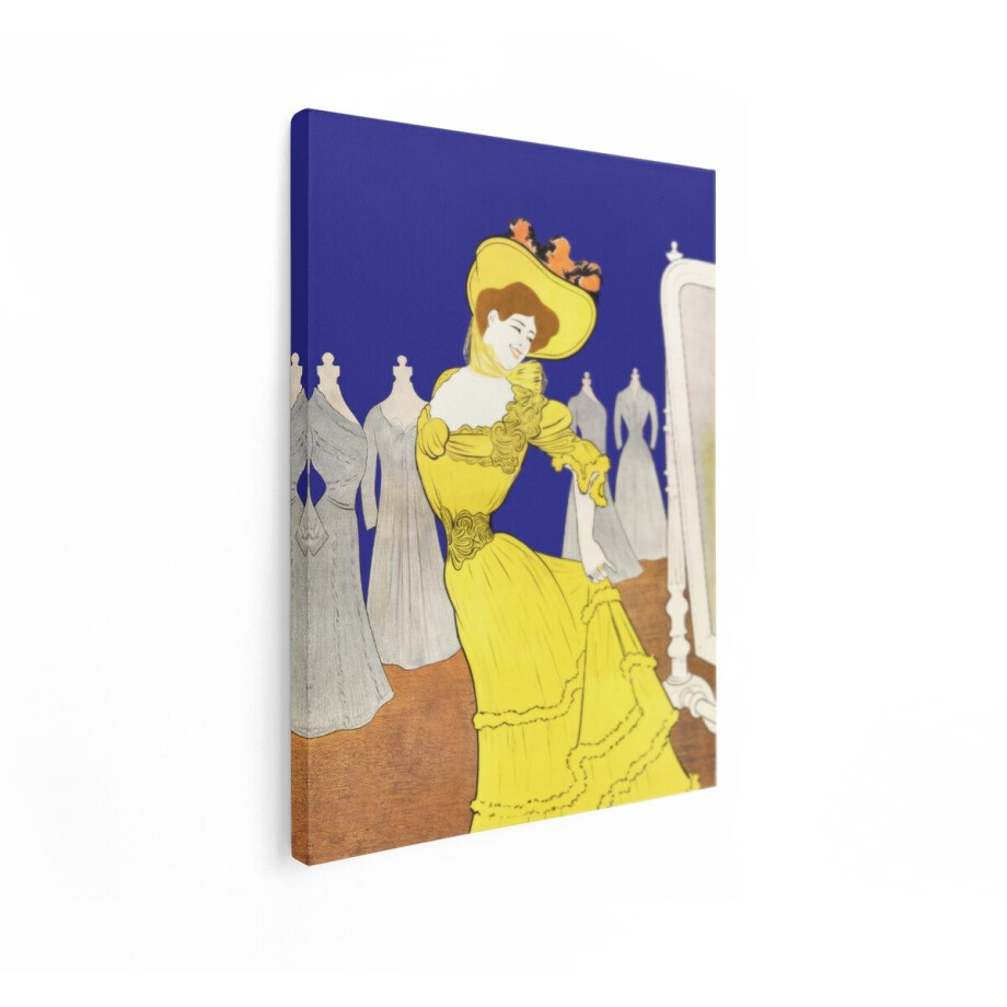 Artaza Canvas Schilderij Vintage Vrouw - 30x40 cm - Wanddecoratie Mannequins - Muurdecoratie Mode - Schilderijen Op Canvas - Geel afbeelding 1