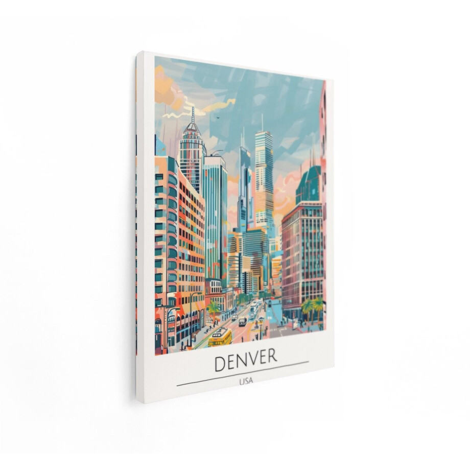 Artaza Canvas Schilderij Skyline Denver - 60x80 cm - Wanddecoratie Amerika - Muurdecoratie Stad - Decoratie Pastelkleuren Artaza Canvas Schilderij Skyline Denver - 60x80 cm - Wanddecoratie Amerika - Muurdecoratie Stad - Decoratie Pastelkleuren afbeelding 1