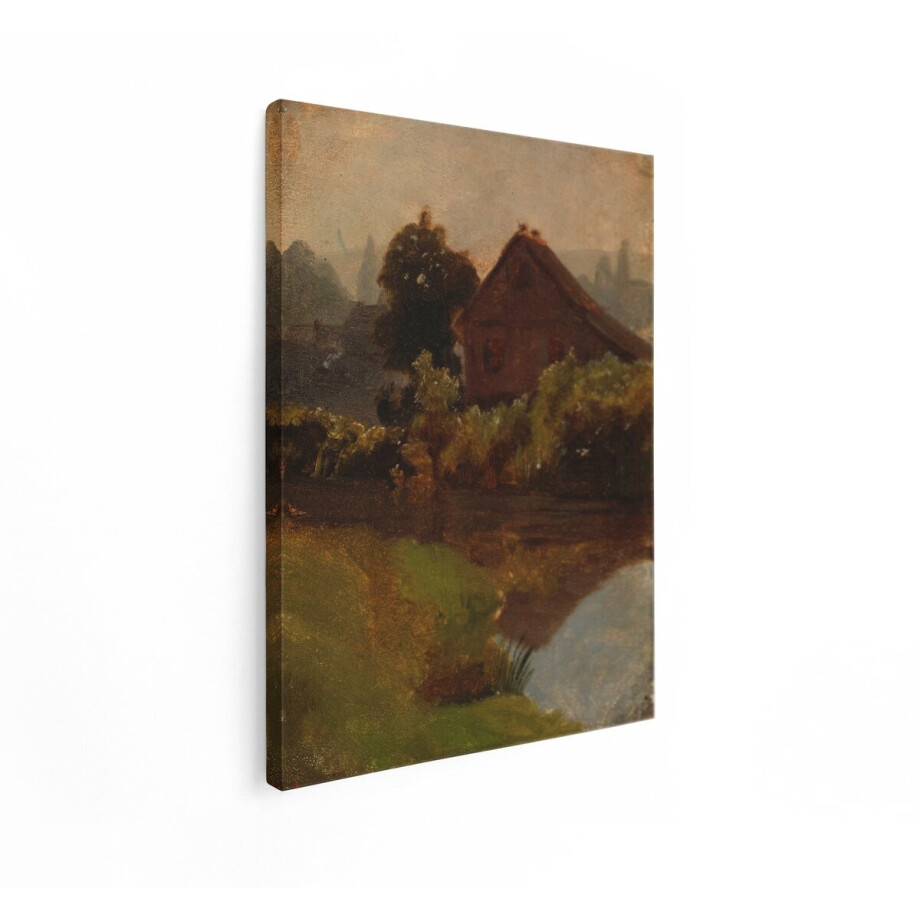 Artaza Canvas Schilderij Landschap - 60x80 cm - Wanddecoratie Natuur - Muurdecoratie Huisje Aan Water - Schilderijen Op Canvas Artaza Canvas Schilderij Landschap - 60x80 cm - Wanddecoratie Natuur - Muurdecoratie Huisje Aan Water - Schilderijen Op Canvas afbeelding 1
