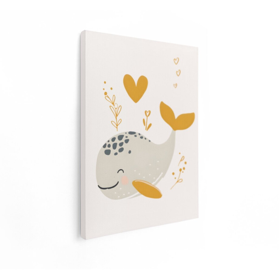 Artaza Canvas Schilderij Walvis - 60x80 cm - Wanddecoratie Kinderkamer - Muurdecoratie Babykamer - Schilderij Dieren - Kamer Accessoires afbeelding 1