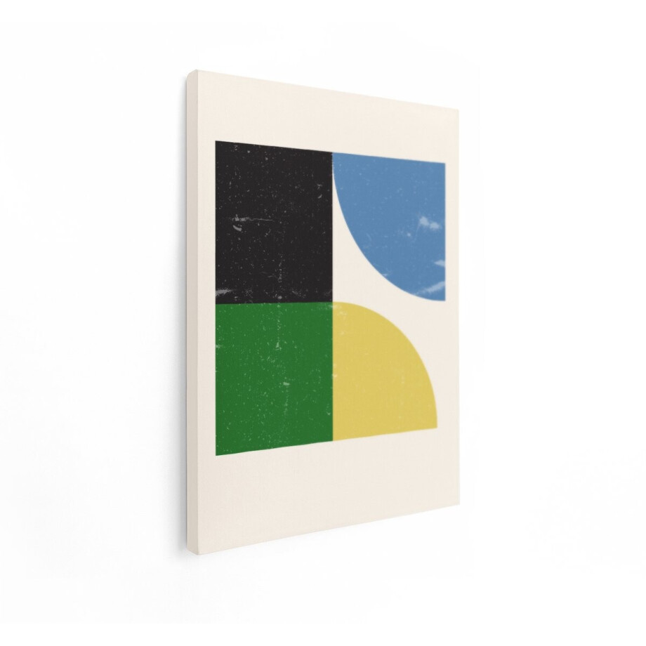 Artaza Canvas Schilderij Abstracte Geometrische Compositie met Getextureerde Vierkanten en Cirkels in Gedempte Kleuren - 30x40 cm - Klein - Wanddecoratie Woonkamer - Schilderijen - Muurdecoratie afbeelding 1