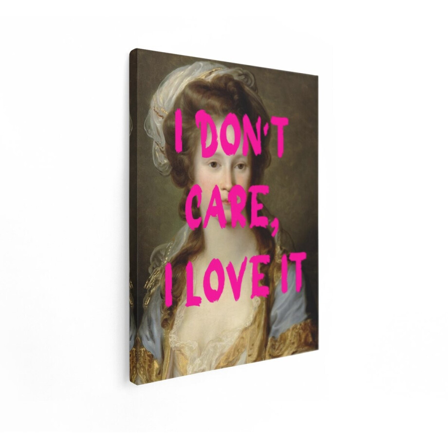 Artaza Canvas Schilderij Vrouw - 60x80 cm - Wanddecoratie Vintage - Muurdecoratie Met Tekst - Schilderijen Roze - Graffiti Stijl afbeelding 1