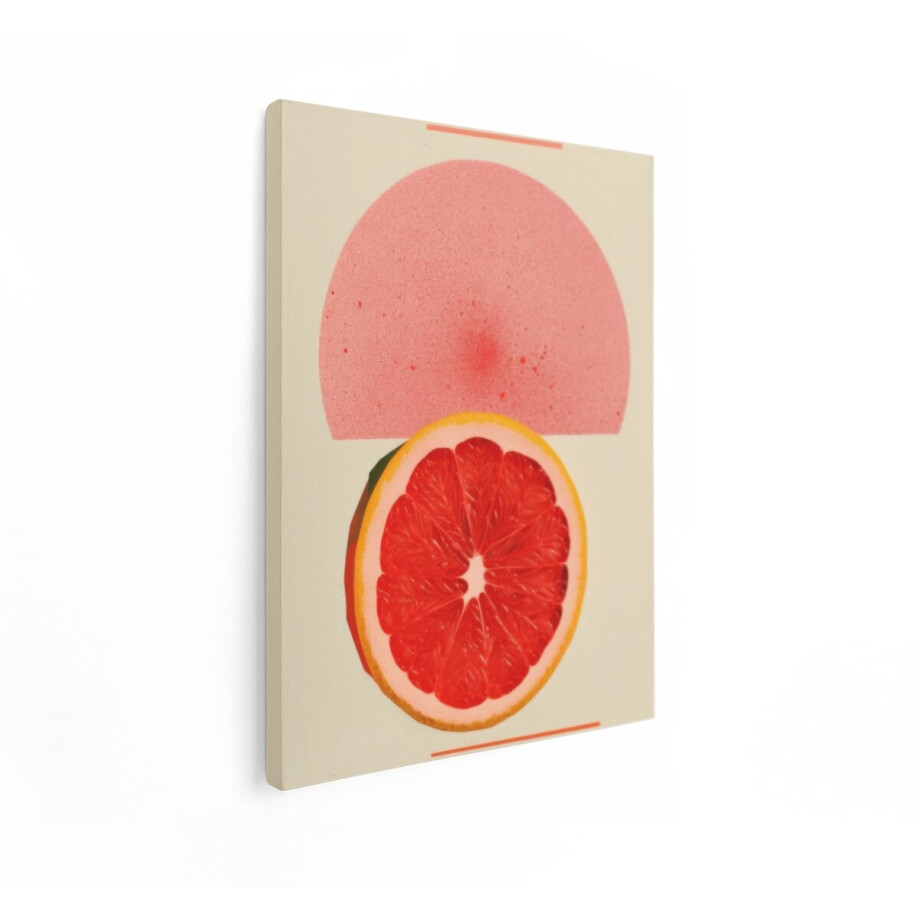 Artaza Canvas Schilderij Grapefruit - 30x40 cm - Wanddecoratie Abstract - Muurdecoratie Fruit - Schilderijen Op Canvas - Roze afbeelding 1