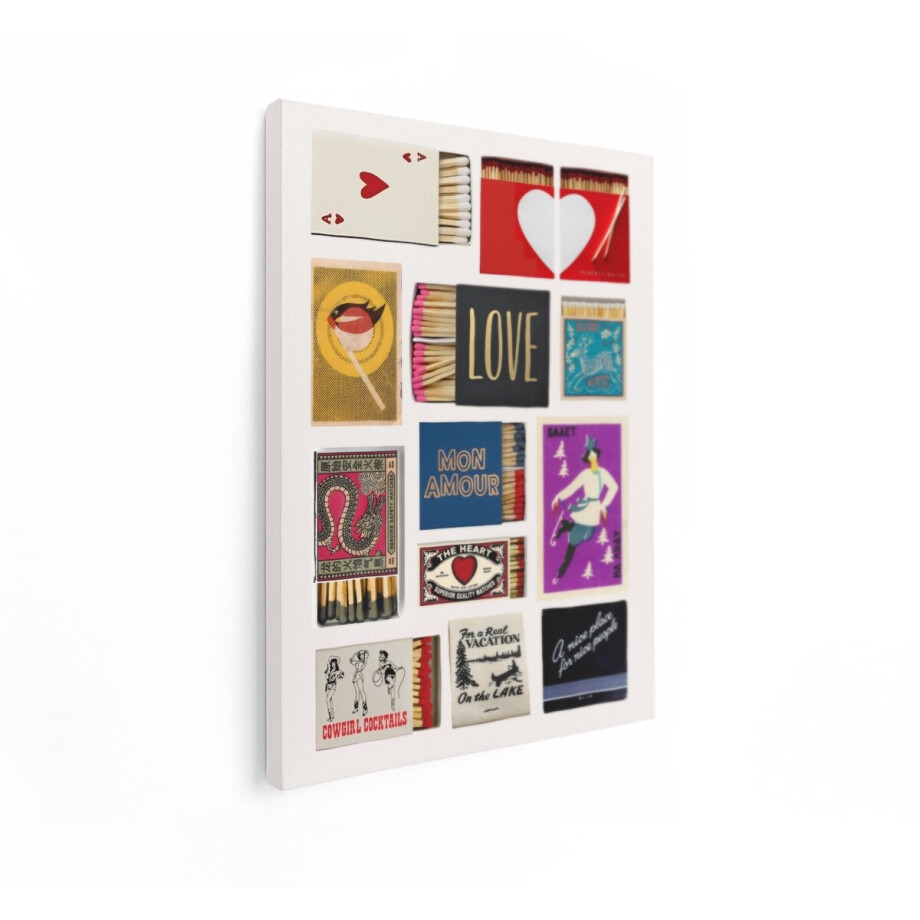 Artaza Canvas Schilderij Collectie Vintage Luciferdoosjes met Diverse Ontwerpen en Thema'S - 30x40 cm - Klein - Wanddecoratie Woonkamer - Schilderijen - Muurdecoratie afbeelding 1