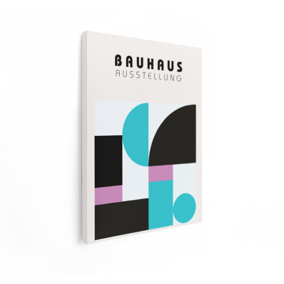 Artaza Canvas Schilderij Bauhaus Ausstellung - 60x80 cm - Wanddecoratie Abstract - Muurdecoratie Geometrisch - Decoratie Modern Poster - Turquoise afbeelding 1