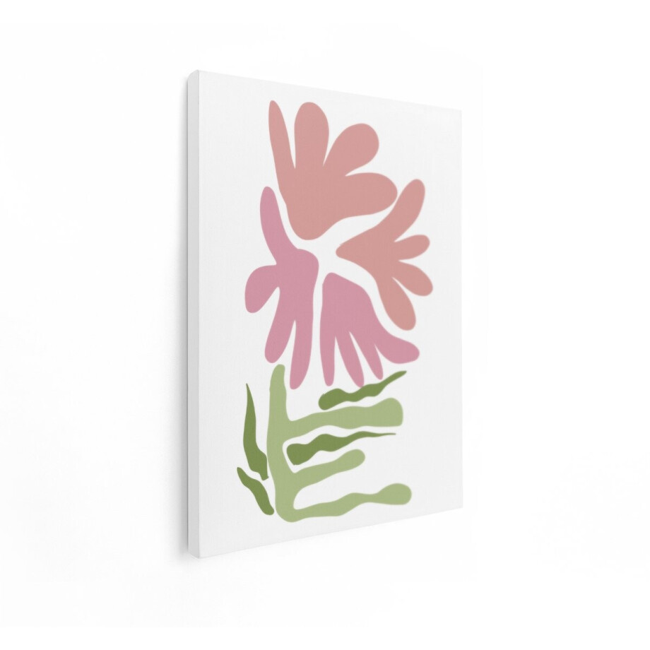 Artaza Canvas Schilderij Abstracte Bloemen - 30x40 cm - Wanddecoratie Bloem - Muurdecoratie Pastel - Schilderijen Op Canvas - Roze afbeelding 1