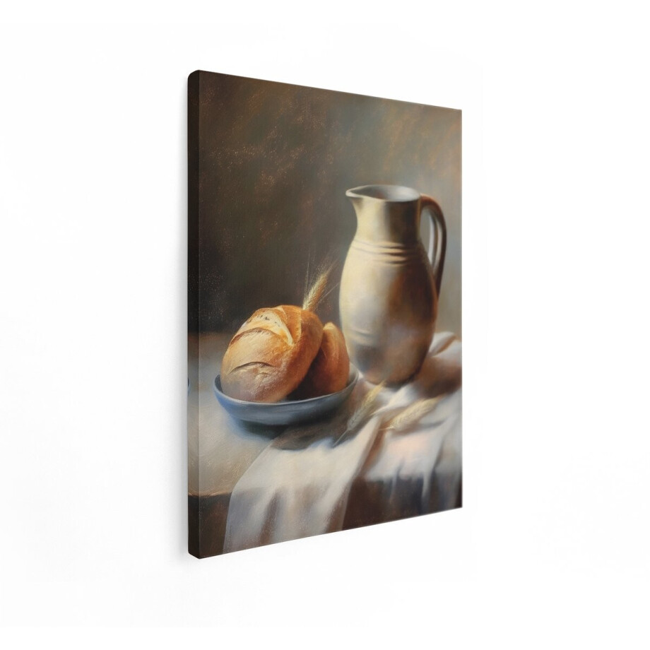Artaza Canvas Schilderij Stilleven - 60x80 cm - Wanddecoratie Oude Meesters - Muurdecoratie Brood En Kruik - Decoratie Klassiek Artaza Canvas Schilderij Stilleven - 60x80 cm - Wanddecoratie Oude Meesters - Muurdecoratie Brood En Kruik - Decoratie Klassiek afbeelding 1