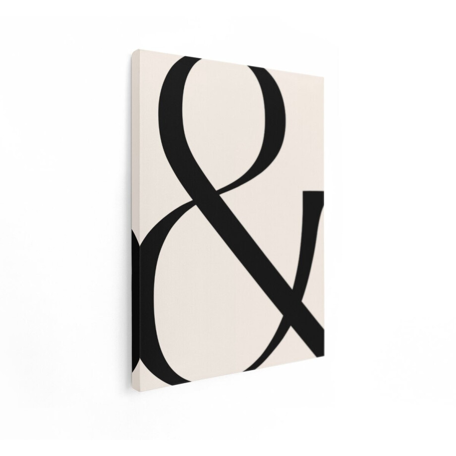 Artaza Canvas Schilderij Symbool - 30x40 cm - Wanddecoratie Beige - Muurdecoratie Tekst - Kamer Accessoires Minimalistisch - Zwart Wit afbeelding 1