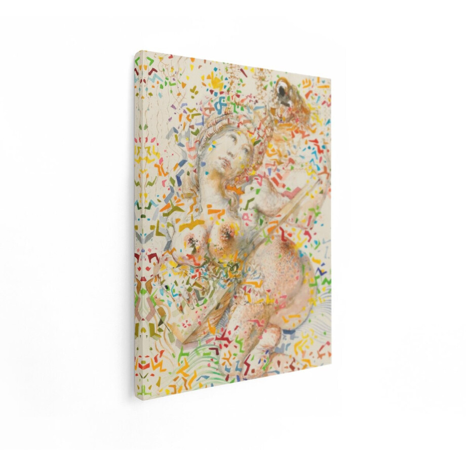Artaza Canvas Schilderij Abstracte Vrouw - 90x120 cm - Wanddecoratie Modern - Muurdecoratie Kleurrijk Schilderij - Decoratie Aquarel Confetti afbeelding 1