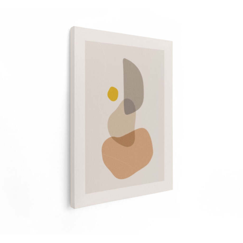 Artaza Canvas Schilderij Abstracte Vormen met Aardetinten en een Gele Cirkel - Minimalistisch Ontwerp - 30x40 cm - Klein - Wanddecoratie Woonkamer - Schilderijen - Muurdecoratie afbeelding 1