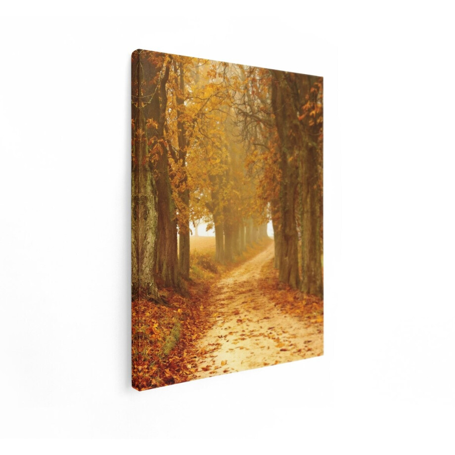 Artaza Canvas Schilderij Herfstlandschap - 30x40 cm - Wanddecoratie Bomen - Muurdecoratie Mistig Bos - Schilderijen Op Canvas Natuur afbeelding 1