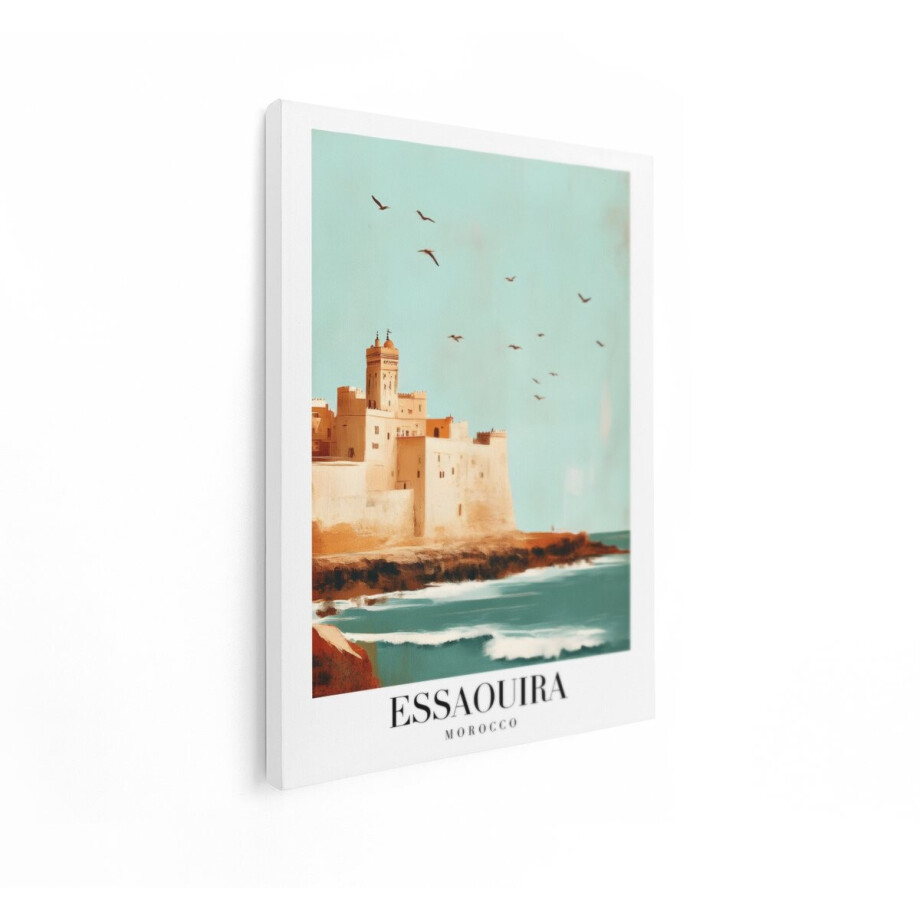 Artaza Canvas Schilderij Marokko - 30x40 cm - Wanddecoratie Essaouira Kust - Muurdecoratie Afrika - Decoratie Zee - Kamer Accessoires afbeelding 1