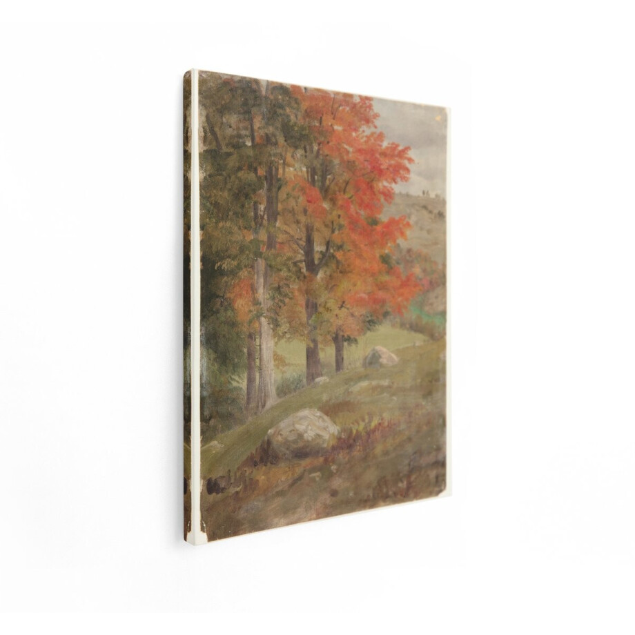 Artaza Canvas Schilderij Bomen Herfst - 30x40 cm - Wanddecoratie Landschap - Muurdecoratie Natuur - Schilderijen Op Canvas Bos afbeelding 1