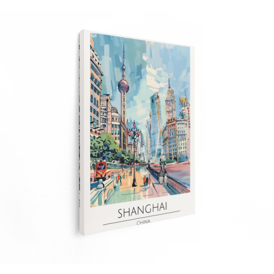 Artaza Canvas Schilderij Shanghai Skyline - 90x120 cm - Wanddecoratie Stad China - Muurdecoratie Oriental Pearl Tower - Decoratie Kleurrijk Artaza Canvas Schilderij Shanghai Skyline - 90x120 cm - Wanddecoratie Stad China - Muurdecoratie Oriental Pearl Tower - Decoratie Kleurrijk afbeelding 1