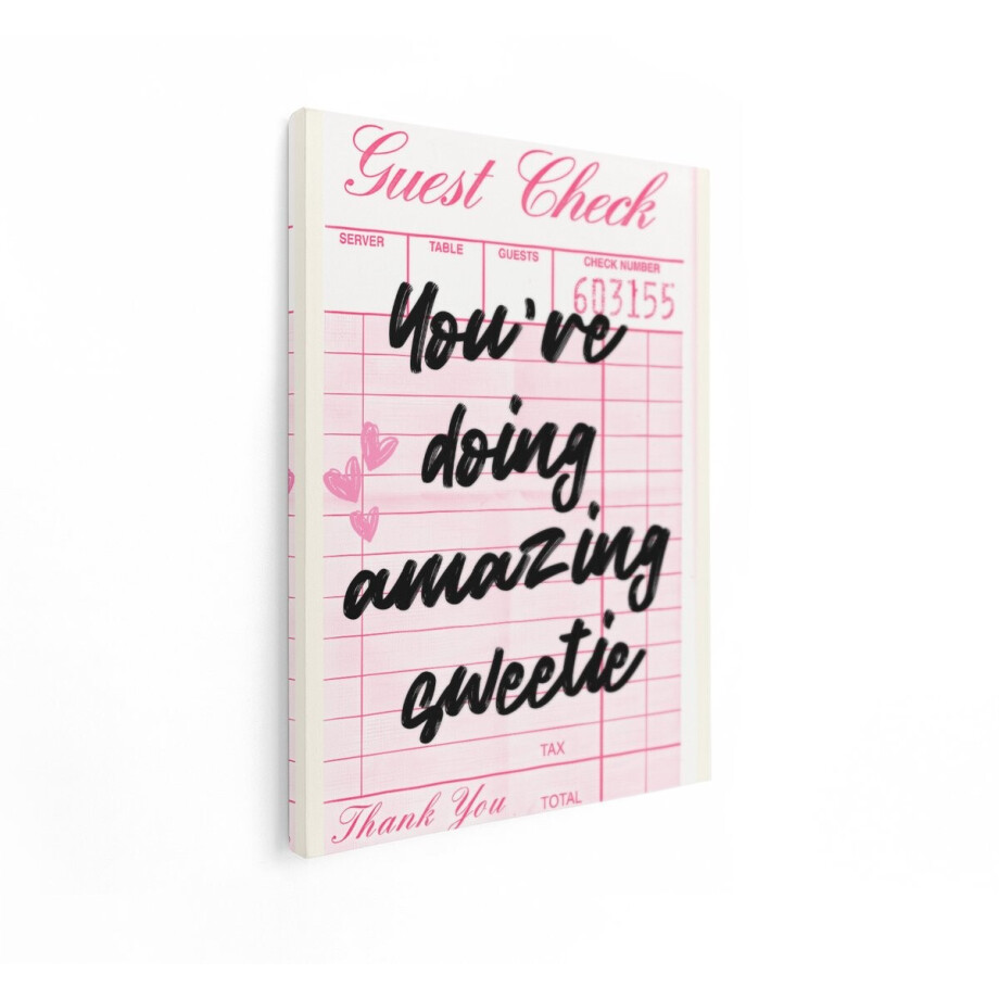 Artaza Canvas Schilderij Tekst Quote - 30x40 cm - Wanddecoratie Roze Retro - Muurdecoratie Guest Check - Kamer Accessoires afbeelding 1