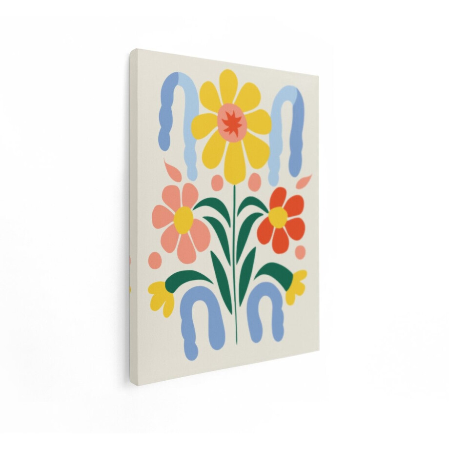Artaza Canvas Schilderij Bloemen - 60x80 cm - Wanddecoratie Abstract - Muurdecoratie Boho - Decoratie Kleurrijk Woonkamer afbeelding 1