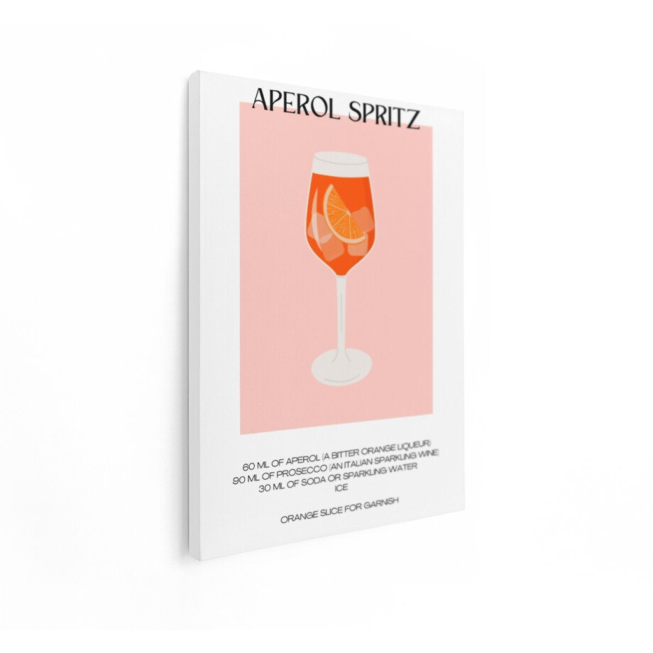 Artaza Canvas Schilderij Cocktail - 30x40 cm - Wanddecoratie Aperol Spritz Illustratie - Muurdecoratie Bar - Schilderijen Op Canvas afbeelding 1