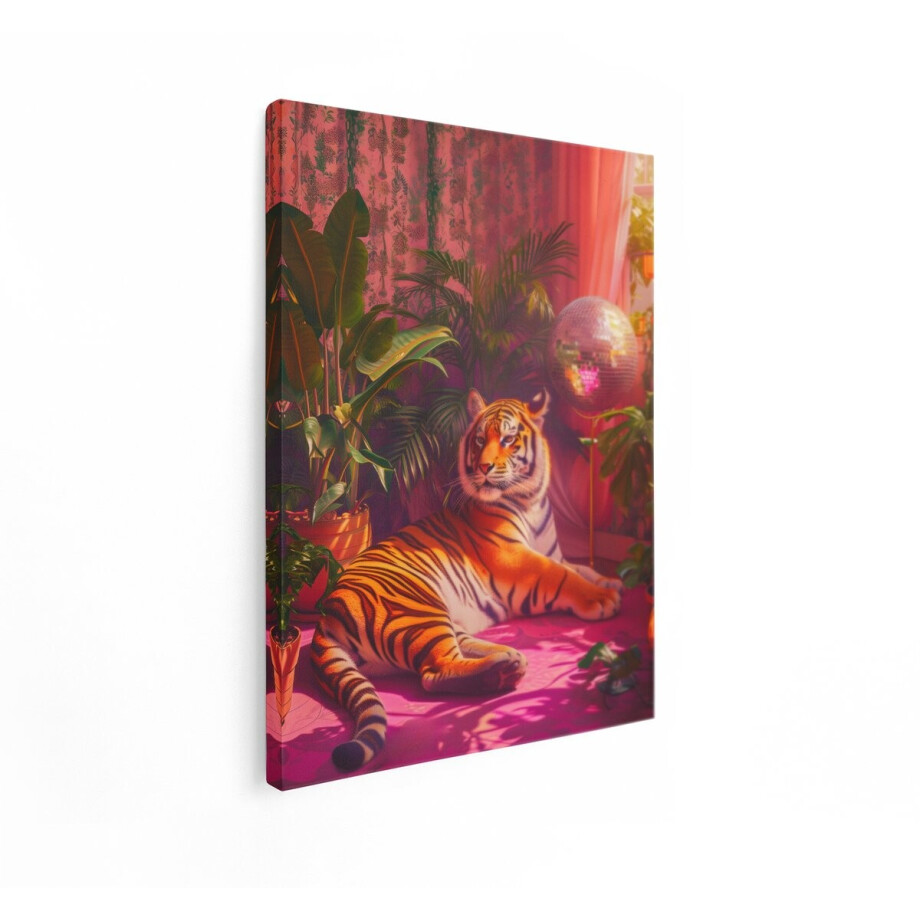 Artaza Canvas Schilderij Tijger - 90x120 cm - Wanddecoratie Dieren - Muurdecoratie Retro Disco - Schilderijen Op Canvas Planten - Roze Artaza Canvas Schilderij Tijger - 90x120 cm - Wanddecoratie Dieren - Muurdecoratie Retro Disco - Schilderijen Op Canvas Planten - Roze afbeelding 1
