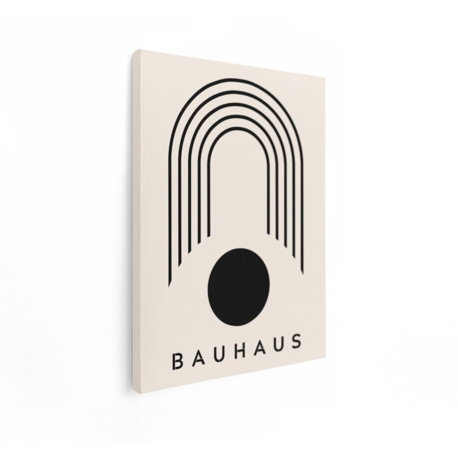 Artaza Canvas Schilderij Abstract Bauhaus - 60x80 cm - Wanddecoratie Geometrisch - Muurdecoratie Zwart Beige - Decoratie Woonkamer Minimalistisch afbeelding 1
