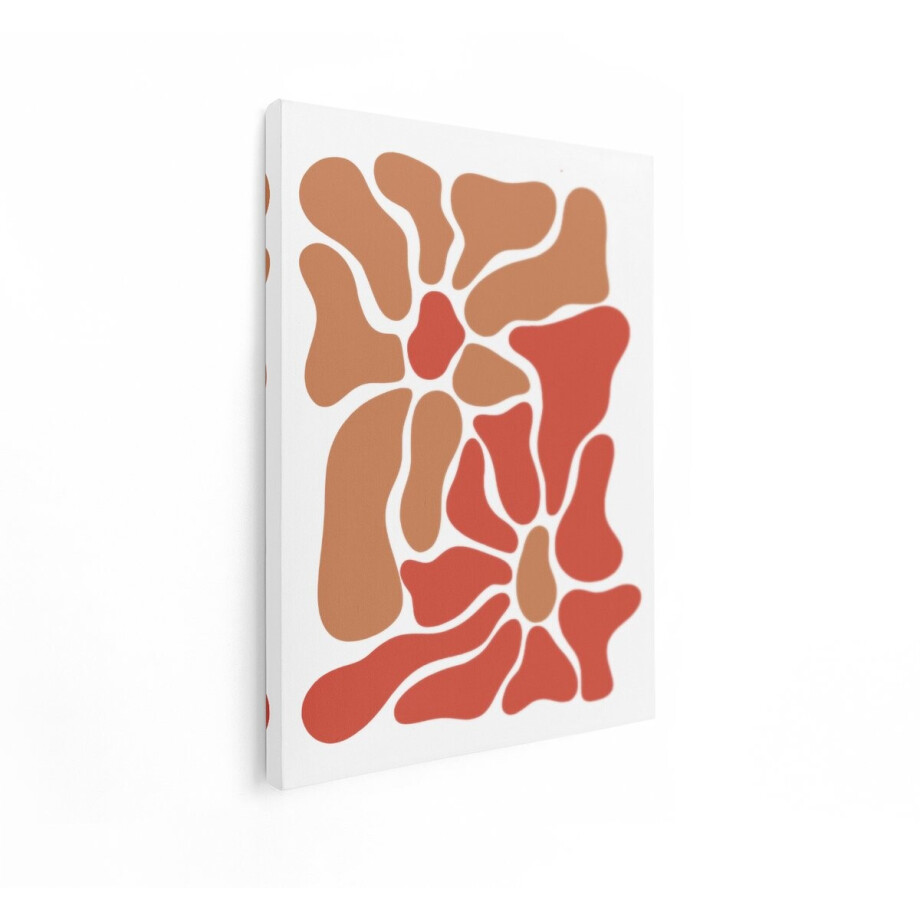 Artaza Canvas Schilderij Abstract Organische Vormen in Aardetinten en Rood - Minimalistisch Patroon - 90x120 cm - Groot - Wanddecoratie Woonkamer - Schilderijen - Muurdecoratie afbeelding 1
