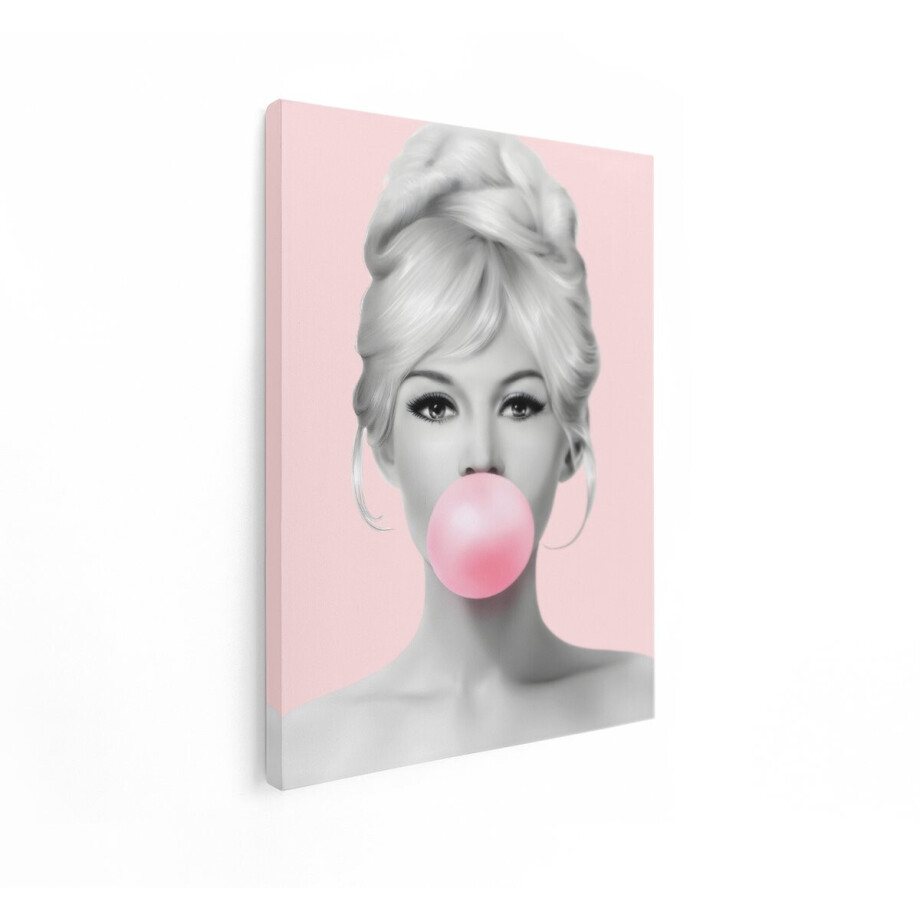 Artaza Canvas Schilderij Glamoureuze Vrouw met Roze Kauwgombel en Retro Kapsel - 60x80 cm - Wanddecoratie Woonkamer - Schilderijen - Muurdecoratie Artaza Canvas Schilderij Glamoureuze Vrouw met Roze Kauwgombel en Retro Kapsel - 60x80 cm - Wanddecoratie Woonkamer - Schilderijen - Muurdecoratie afbeelding 1