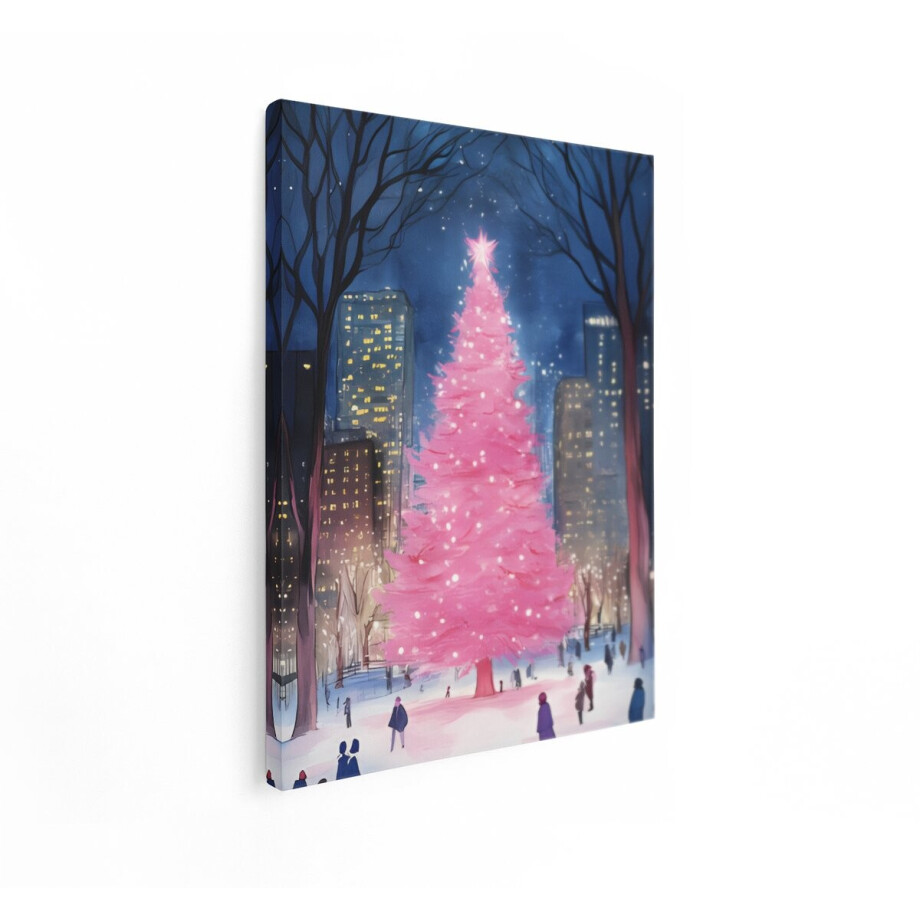 Artaza Canvas Schilderij Kerstboom - 30x40 cm - Wanddecoratie Stad Winter - Muurdecoratie Kerst - Schilderijen Op Canvas Roze Artaza Canvas Schilderij Kerstboom - 30x40 cm - Wanddecoratie Stad Winter - Muurdecoratie Kerst - Schilderijen Op Canvas Roze afbeelding 1