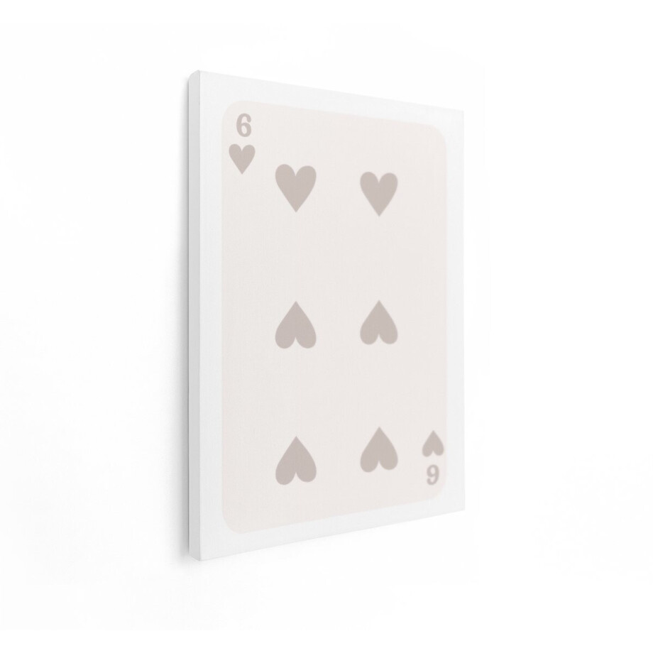Artaza Canvas Schilderij Kaartspel Zes Harten met een Minimalistisch Ontwerp - 60x80 cm - Wanddecoratie Woonkamer - Schilderijen - Muurdecoratie afbeelding 1