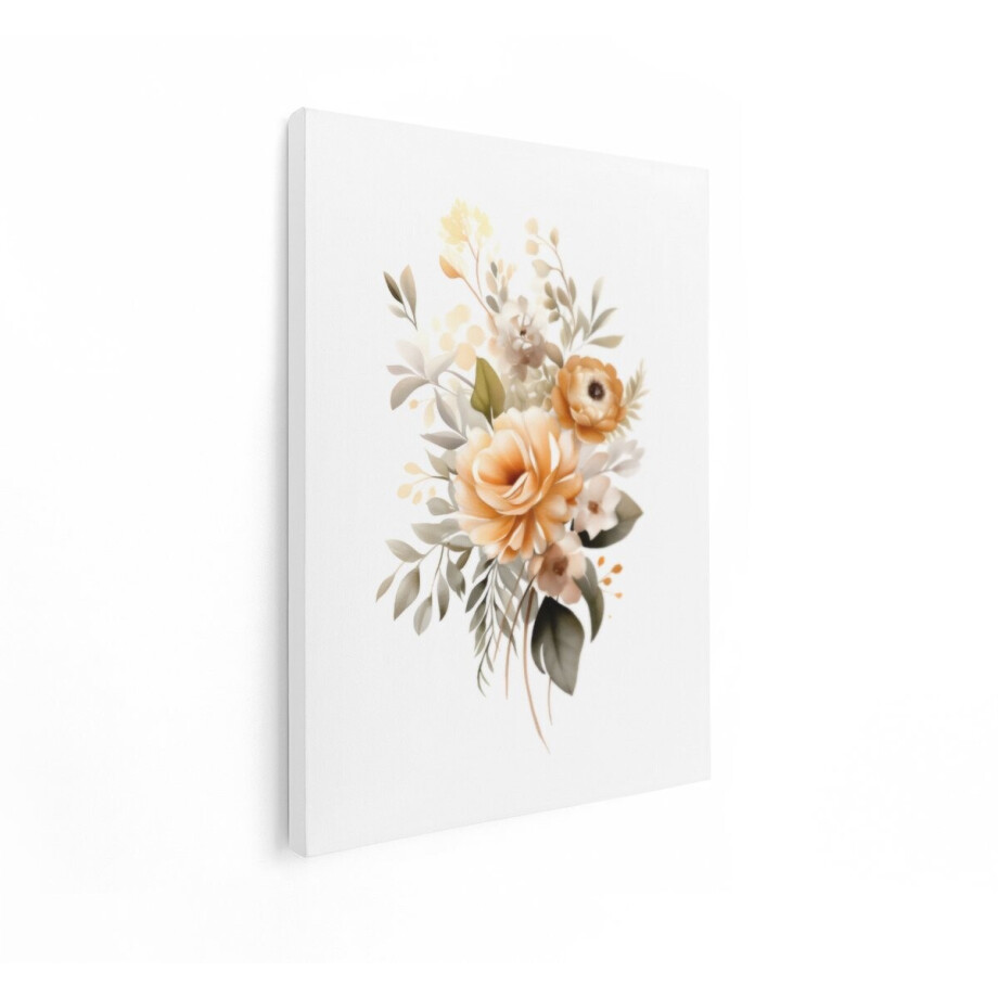 Artaza Canvas Schilderij Bloemstuk - 30x40 cm - Wanddecoratie Aquarel - Muurdecoratie Boho Bloemen - Schilderijen Op Canvas Slaapkamer afbeelding 1