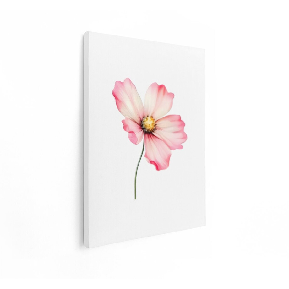 Artaza Canvas Schilderij Roze Bloem - 90x120 cm - Wanddecoratie Bloemen - Muurdecoratie Kosmosbloem - Decoratie Slaapkamer - Roze afbeelding 1