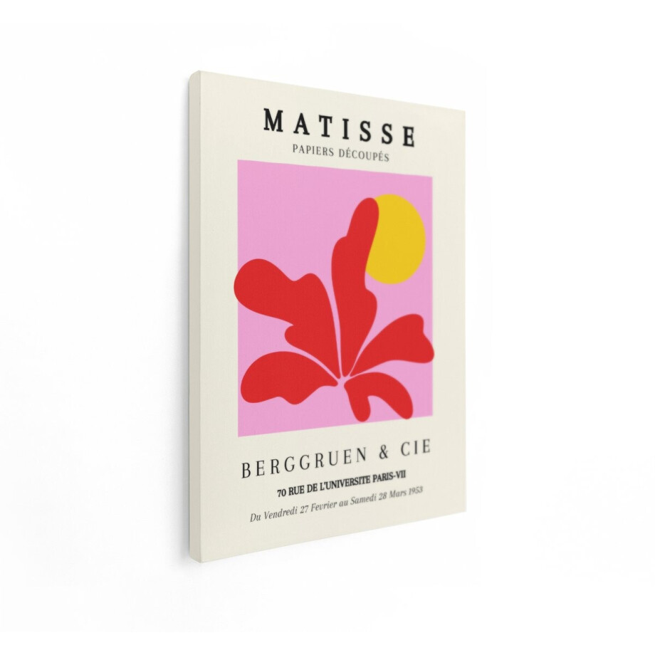 Artaza Canvas Schilderij Matisse - 60x80 cm - Wanddecoratie Abstract - Muurdecoratie Vintage Bloem - Schilderijen Op Canvas Roze afbeelding 1