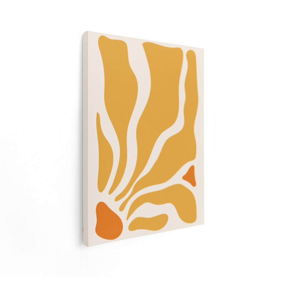 Artaza Canvas Schilderij Abstracte Organische Vormen in Warme Aardetinten en Oranje Tinten - 90x120 cm - Groot - Wanddecoratie Woonkamer - Schilderijen - Muurdecoratie afbeelding 1