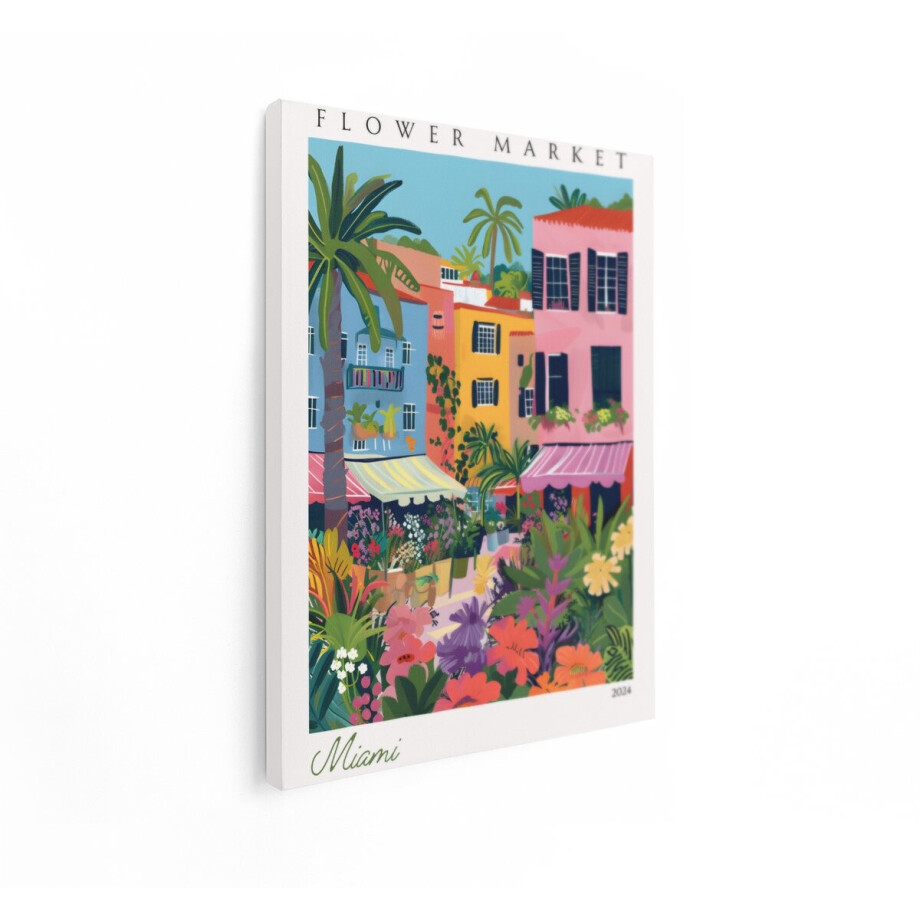 Artaza Canvas Schilderij Bloemenmarkt Miami - 90x120 cm - Wanddecoratie Kleurrijk - Muurdecoratie Palmbomen - Decoratie Bloemen Artaza Canvas Schilderij Bloemenmarkt Miami - 90x120 cm - Wanddecoratie Kleurrijk - Muurdecoratie Palmbomen - Decoratie Bloemen afbeelding 1