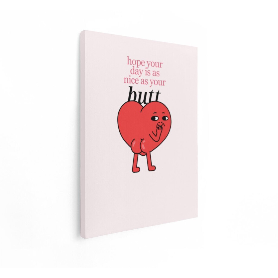 Artaza Canvas Schilderij Hart Cartoon - 60x80 cm - Wanddecoratie Grappig - Muurdecoratie Tekst Quote - Schilderijen Op Canvas Liefde afbeelding 1