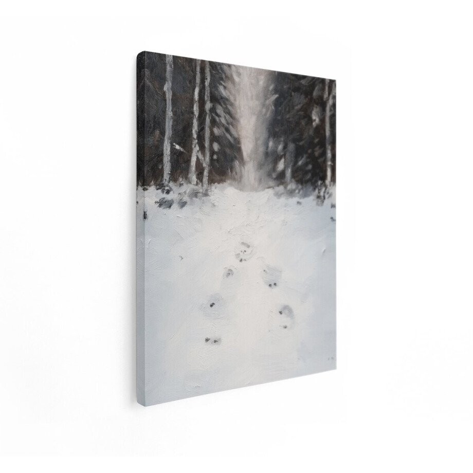 Artaza Canvas Schilderij Winterlandschap - 60x80 cm - Wanddecoratie Bos - Muurdecoratie Sneeuw - Decoratie Natuur Schilderijen Op Canvas afbeelding 1