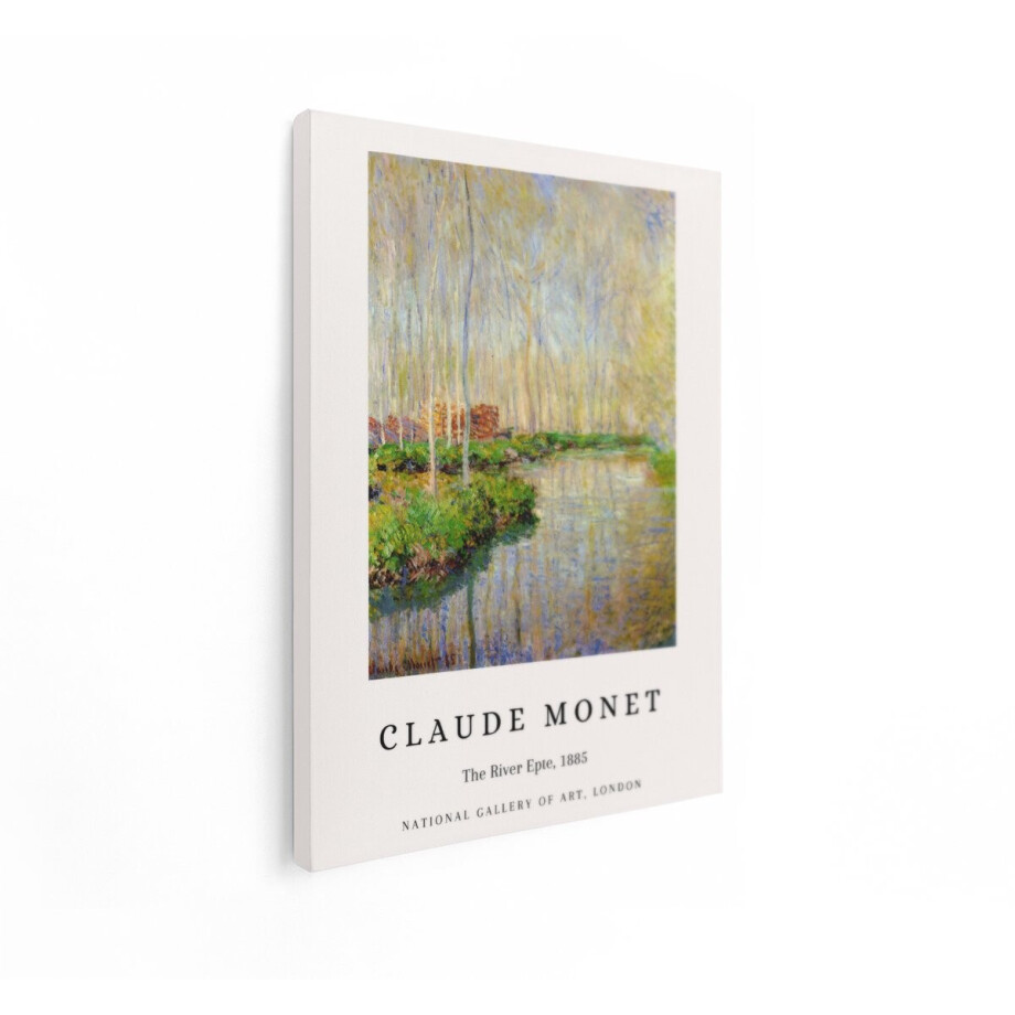 Artaza Canvas Schilderij Claude Monets Schilderij de Rivier de Epte Uit 1885 - een Sereen Landschap - 60x80 cm - Wanddecoratie Woonkamer - Schilderijen - Muurdecoratie afbeelding 1