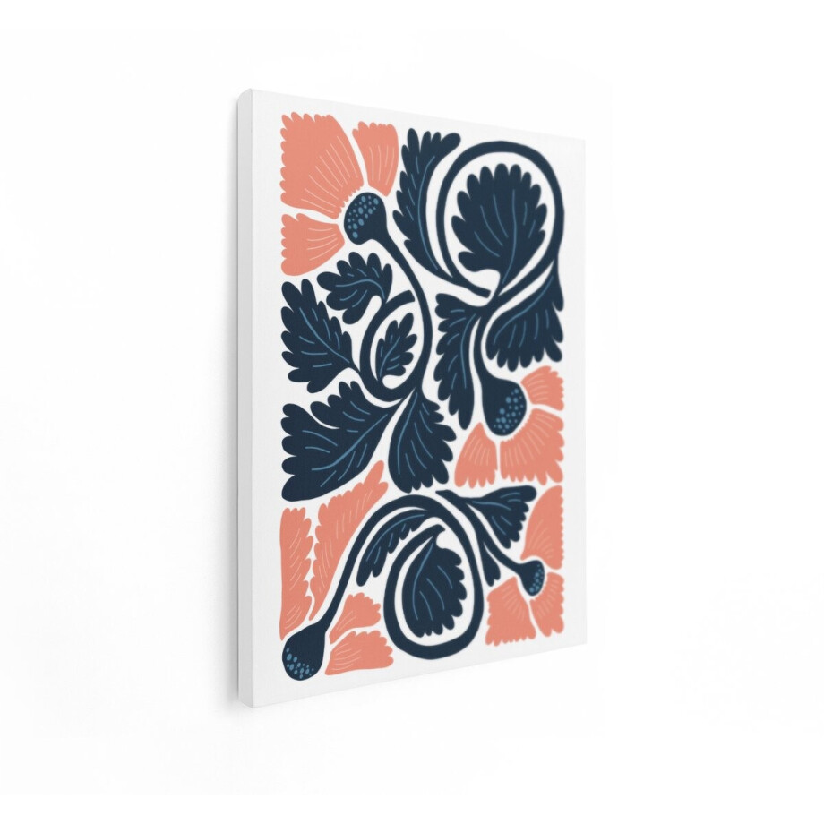 Artaza Canvas Schilderij Abstract Bloemenpatroon - 90x120 cm - Wanddecoratie Bloemen - Muurdecoratie Abstract - Decoratie Boho - Roze afbeelding 1