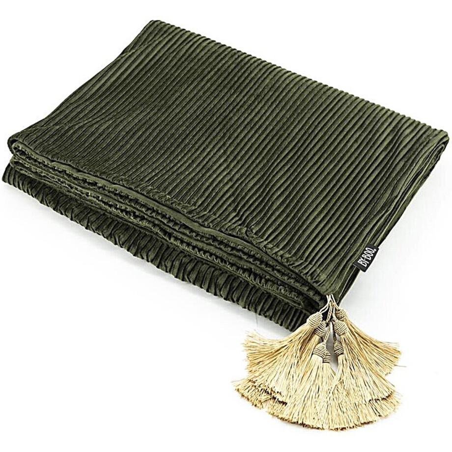 Furnilux Deken Royalty - Plaid in Fluweel Groen met Gouden Details - 170x140 cm Furnilux Deken Royalty - Plaid in Fluweel Groen met Gouden Details - 170x140 cm afbeelding 1