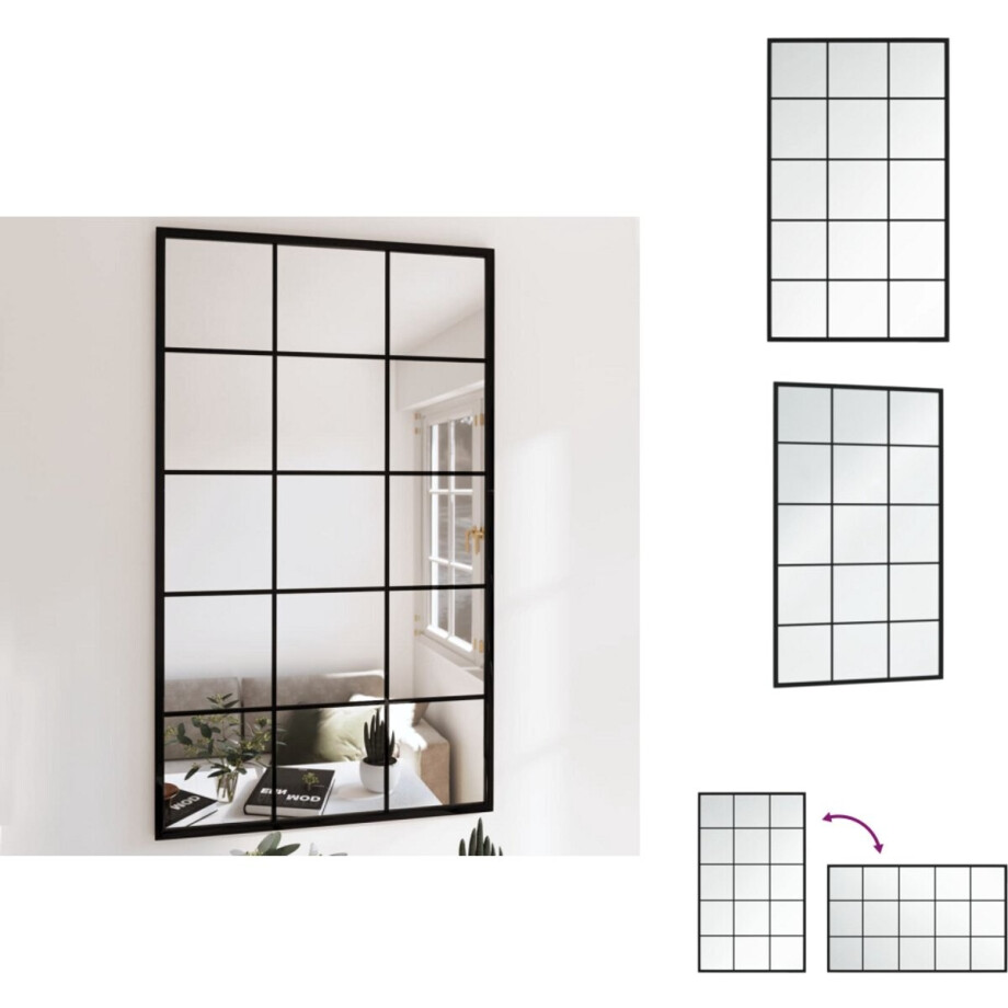 vidaXL Spiegel - Spiegels - Wandspiegel - Muurspiegel - Wandspiegel 100x60 cm metaal zwart afbeelding 1