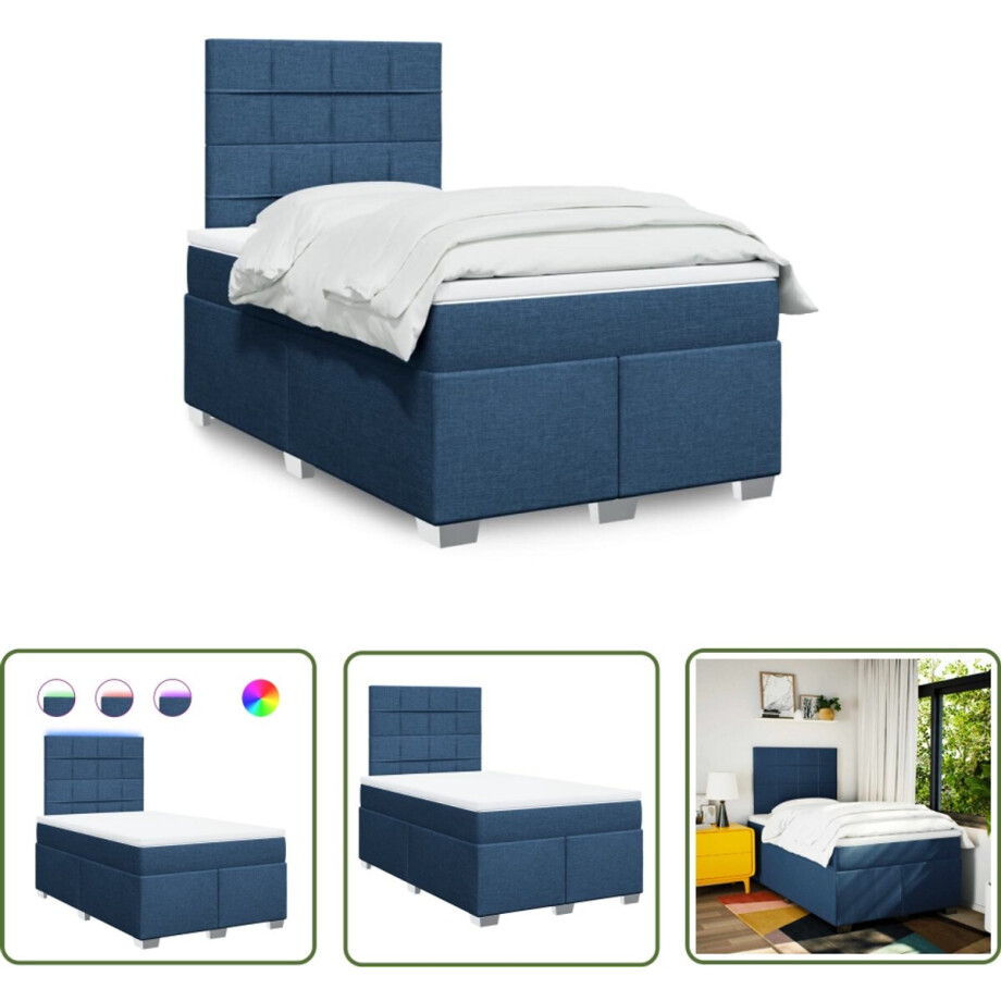 vidaXL Klikmechanisme - Dynamische Sleutel - Boxspring met matras stof blauw 120x200 cm - Drapers Tools - Gereedschapset - Sleutelsysteem afbeelding 1