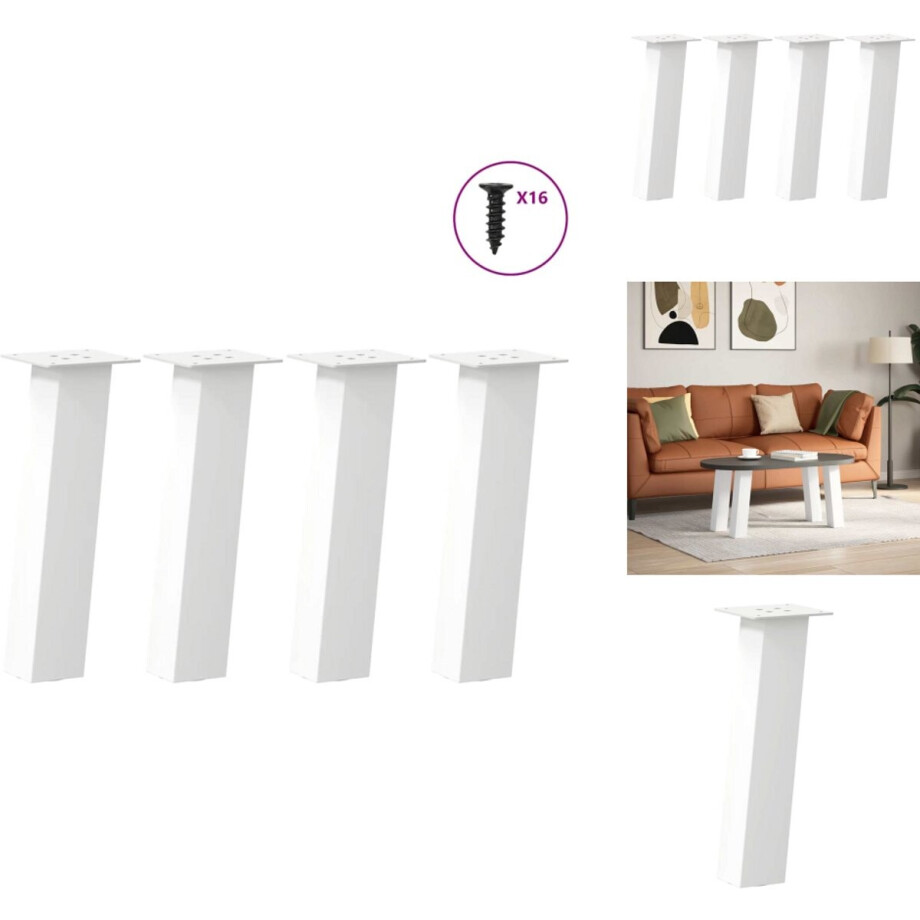 vidaXL Salontafelpoot - Salontafelpoten - Tafelpoot - Meubeltafelpoot - Salontafelpoten 4 st 42 cm staal wit afbeelding 1