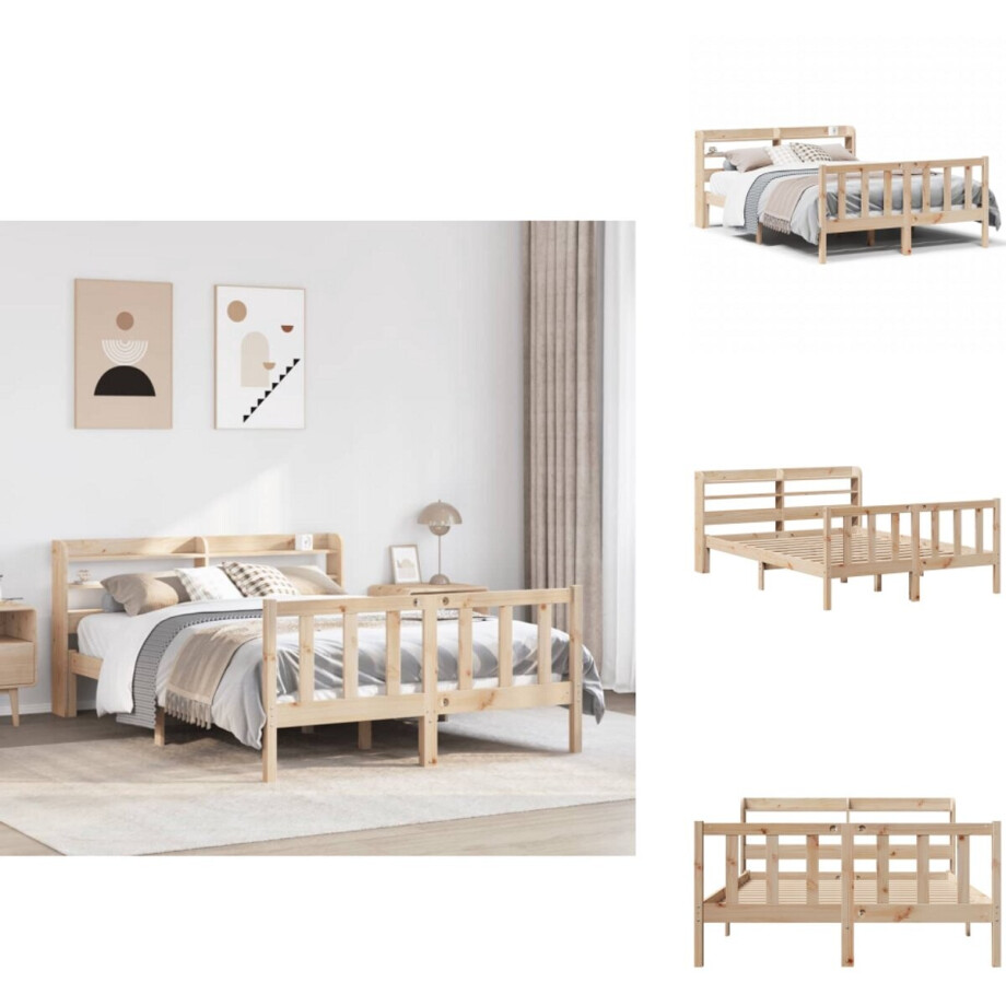 vidaXL Bedframe - Bedframes - Bed - Bedbodem - Bedframe zonder matras massief grenenhout 140x200 cm afbeelding 1