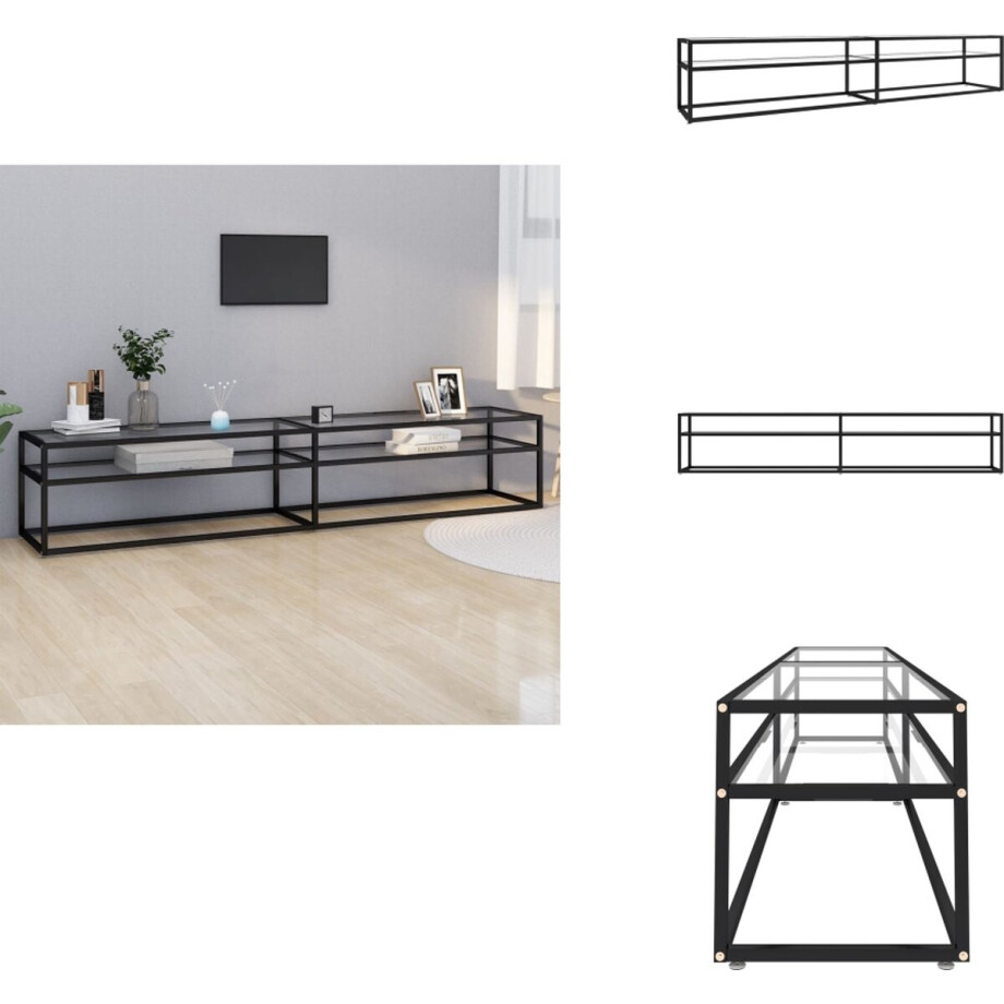 vidaXL Tv-meubel - Tv-meubelen - Tv Kast - Opbergkast - Tv-meubel 220x40x40,5 cm gehard glas transparant afbeelding 1
